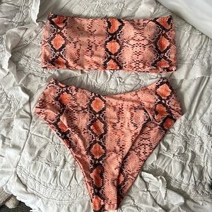 Coral snake print high waisted bikini